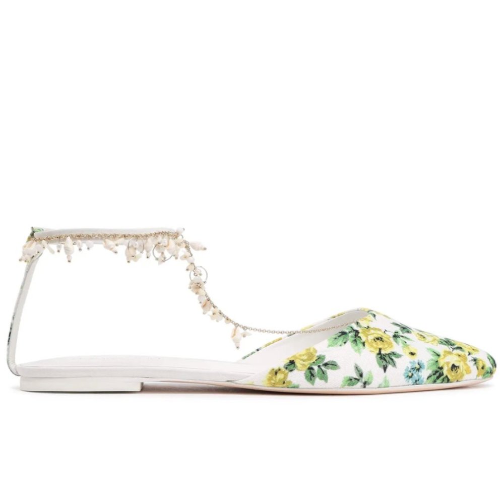 Zimmermann floral print canvas point-toe flats